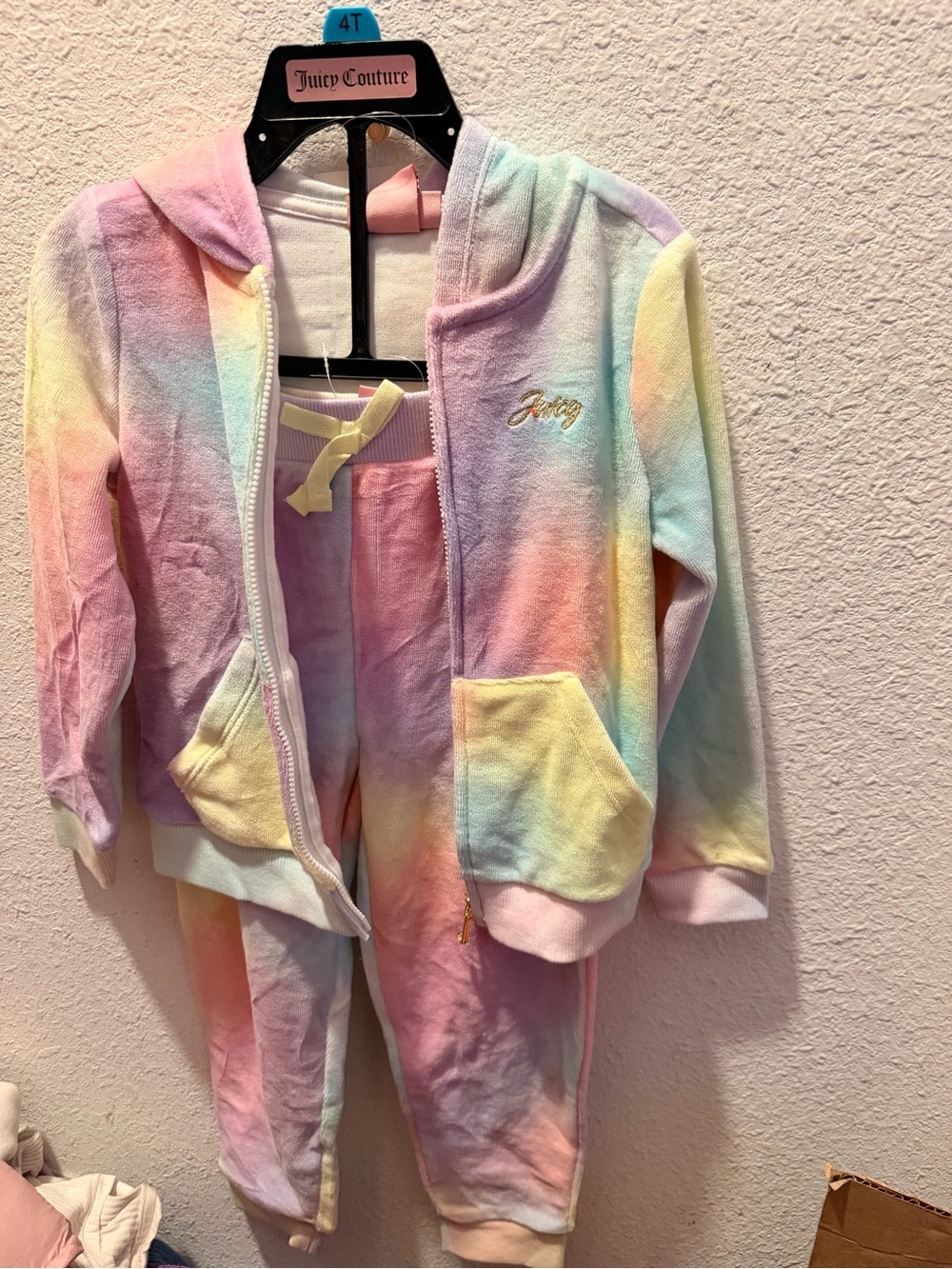 Juicy Couture Pastel Rainbow Terry Hoodie & Joggers Set